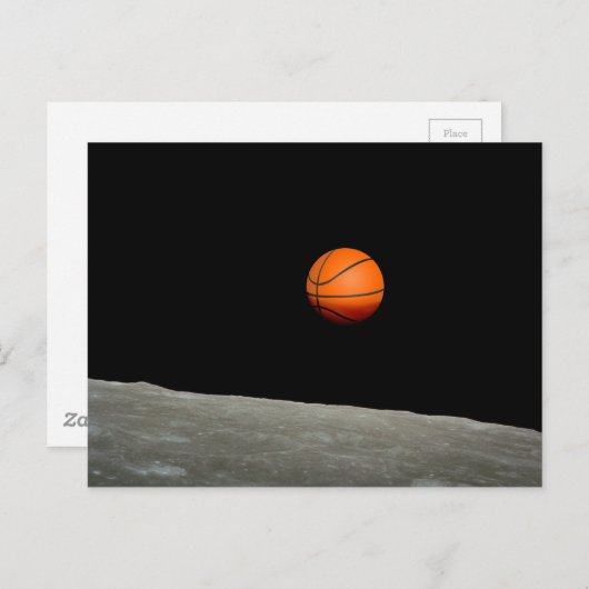 basketbalaarde uit de ruimte van de maan briefkaart (Voorkant / Achterkant)