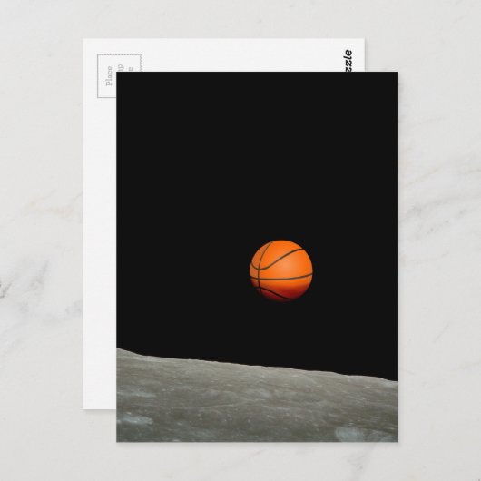 basketbalaarde uit de ruimte van de maan briefkaart (Voorkant / Achterkant)