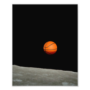 basketbalaarde uit de ruimte van de maan foto afdruk