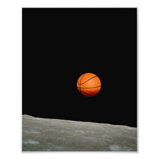 basketbalaarde uit de ruimte van de maan foto afdruk (Voorkant)