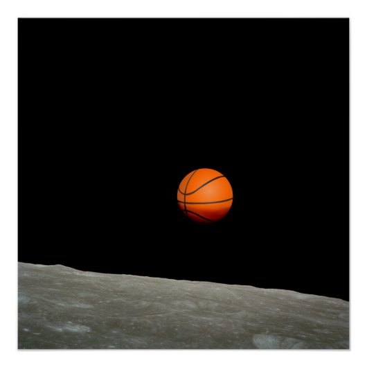 basketbalaarde uit de ruimte van de maan poster (Voorkant)