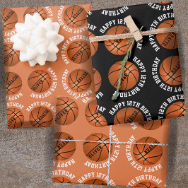 Basketbalballen Kinderen Naam Sporten Gelukkige Ve Inpakpapier Vel