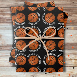 Basketbalballen Kinderen Naam Sporten Gelukkige Ve Inpakpapier Vel