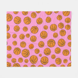 Basketbalballenpatroon op roze achtergrond  fleece deken