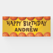 Basketbalbanner voor verjaardag of een andere gele spandoek (Horizontaal)