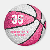 basketbalcadeaus voor roze blanke meisjes met team magneet (Voorkant)