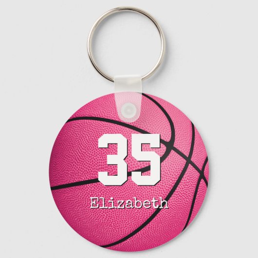 basketbalcadeaus voor roze en gepersonaliseerde me sleutelhanger (Voorkant)