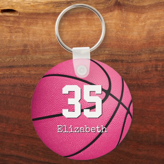 basketbalcadeaus voor roze en gepersonaliseerde me sleutelhanger (Achterkant)