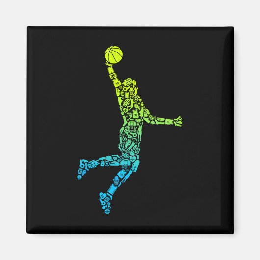Basketbalcoach Dunking Kinder Mannen Boys Basketba Magneet (Voorkant)