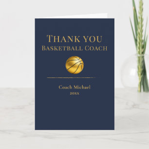 Basketbalcoach Elegant Gouden Team Waardering Bedankkaart
