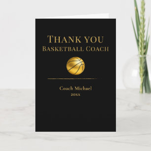 Basketbalcoach Elegant Gouden Team Waardering Bedankkaart