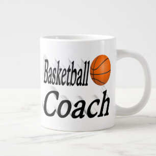 Basketbalcoach half tekst grote koffiekop