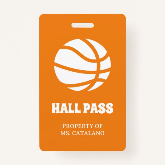 basketbalcoach Teacher Hall Pass schoolkleuren Badge (Achterkant)