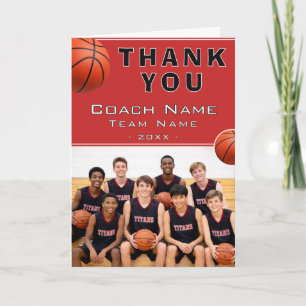 Basketbalcoach Teamnaam Foto Bedankkaart