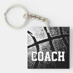 Basketbalcoach vierkante sleutelhanger