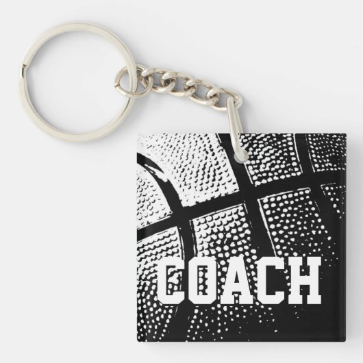 Basketbalcoach vierkante sleutelhanger (voorkant)