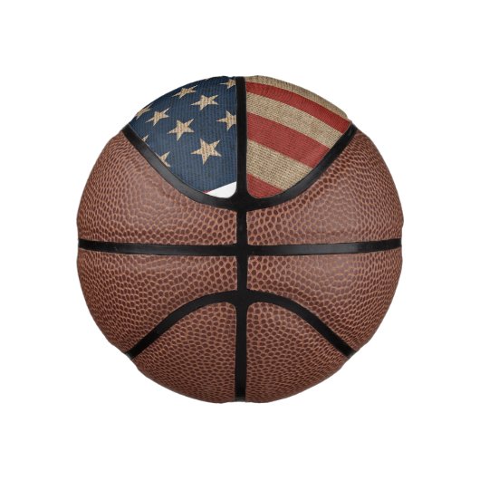 Basketbaldruk met canvas USA vlag Mini Basketbal (Rechts)
