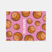 Basketbalfan Aangepaste naam Roze Fleece Deken (Voorkant (Horizontaal))