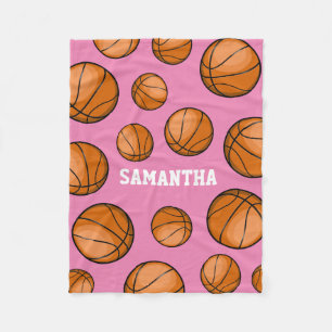 Basketbalfan Aangepaste naam Roze Fleece Deken