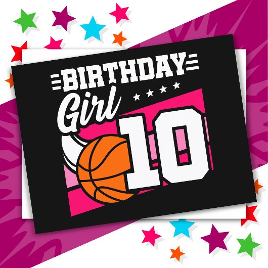 Basketbalfeestje voor 10-jarige 10e verjaardag mei briefkaart