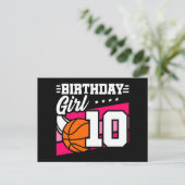 Basketbalfeestje voor 10-jarige 10e verjaardag mei briefkaart (Staand voorkant)