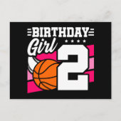 Basketbalfeestje voor 2-jarigen 2e verjaardag meis briefkaart (Voorkant)