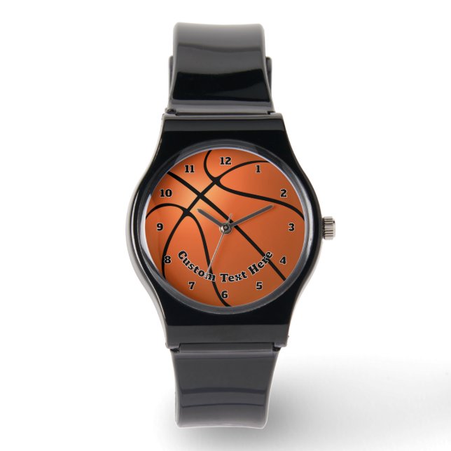 Basketbalhorloge Gepersonaliseerde tekst Horloge (Voorkant)