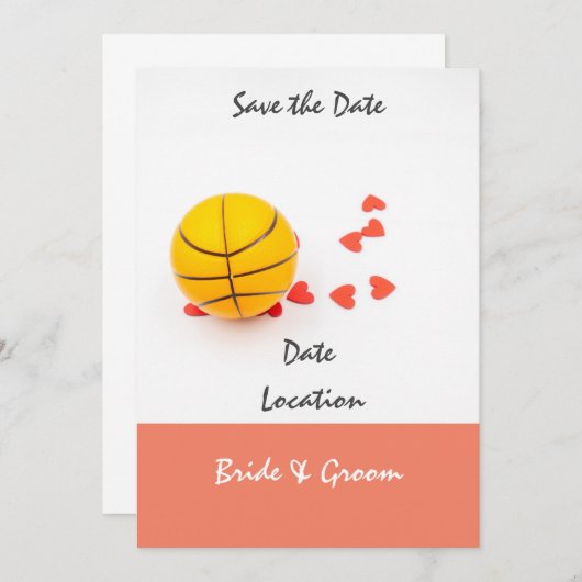 Basketbalhuwelijk met liefde rode harten kaart (Voorkant / Achterkant)