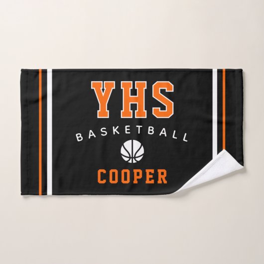 Basketbalicoon, aangepaste naam en school, teamcad handdoek (Handdoek)
