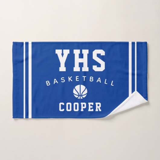 Basketbalicoon, aangepaste naam en school, teamcad handdoek (Handdoek)