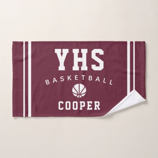 Basketbalicoon, aangepaste naam & school, teamcade handdoek (Handdoek)