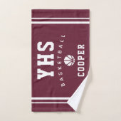 Basketbalicoon, aangepaste naam & school, teamcade handdoek (Handdoek)