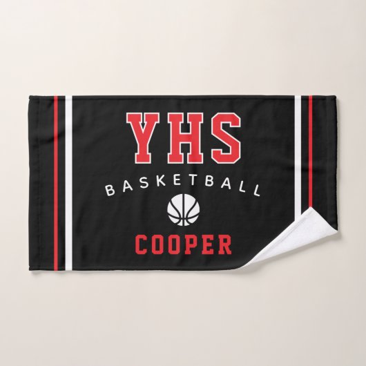 Basketbalicoon, aangepaste naam & school, teamcade handdoek (Handdoek)
