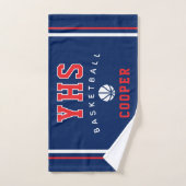 Basketbalicoon, aangepaste naam & school, teamcade handdoek (Handdoek)