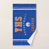 Basketbalicoon, aangepaste naam & school, teamcade handdoek (Handdoek)