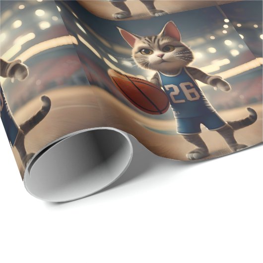 basketbalkat, cadeaupapier (Rol Hoek)