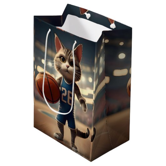 basketbalkat, medium cadeauzakje (Voorkant Gekanteld)