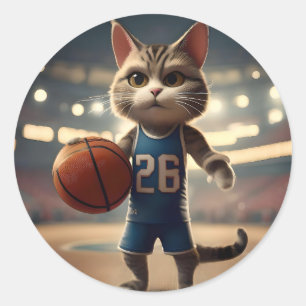 basketbalkat, ronde sticker