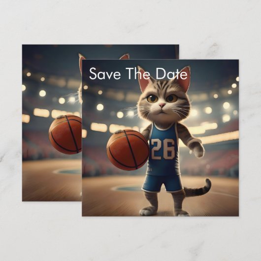 basketbalkat, save the date (Voorkant / Achterkant)
