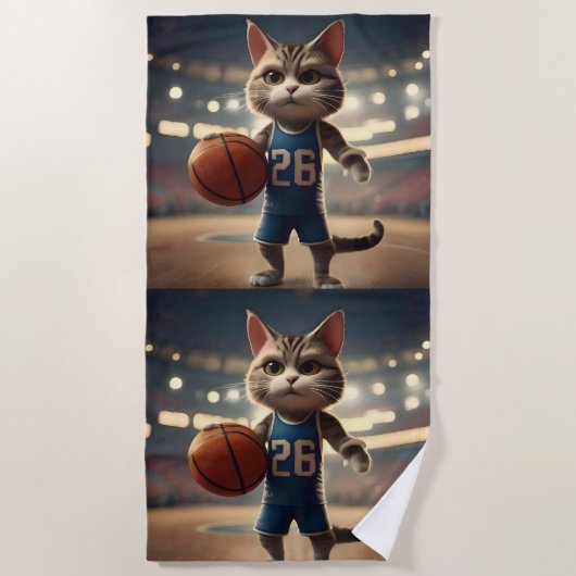 basketbalkat, strandlaken (Voorkant)
