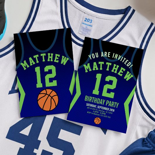 Basketball 12 Birthday Invitation  Kaart
