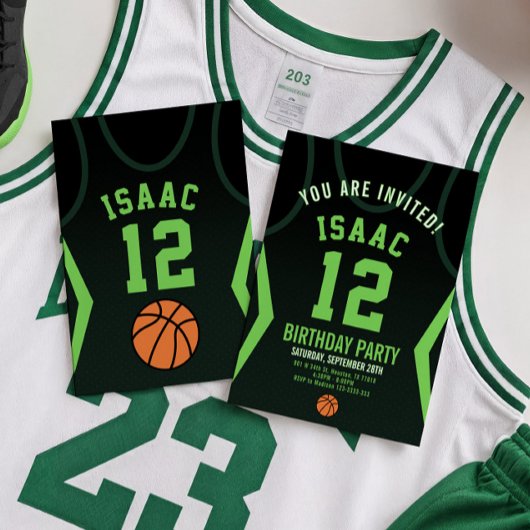 Basketball 12 Birthday Invitation Kaart