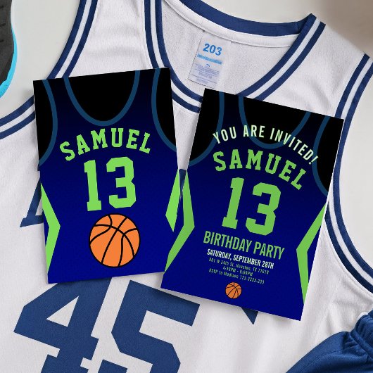Basketball 13 Birthday Invitation  Kaart