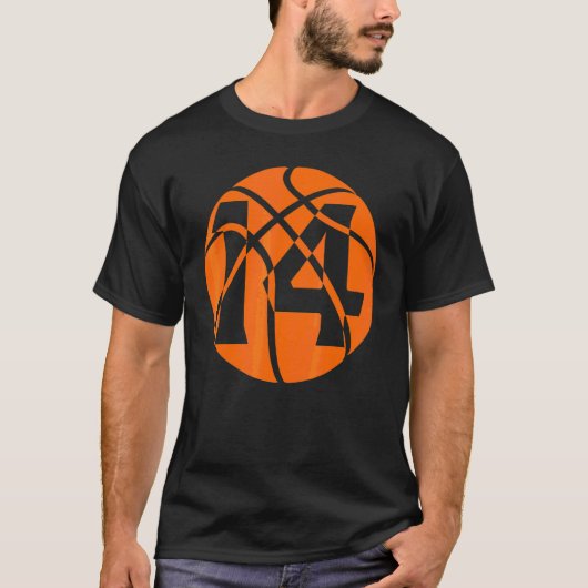 Basketball 14 jaar oude marthday spelers Team Mann T-shirt (Voorkant)