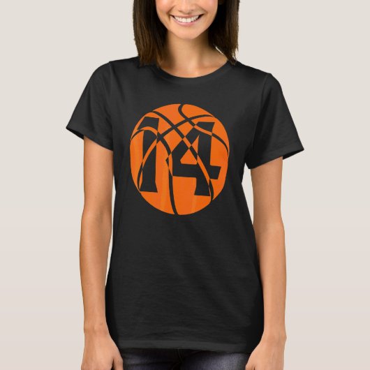 Basketball 14 jaar oude marthday spelers Team Mann T-shirt (Voorkant)