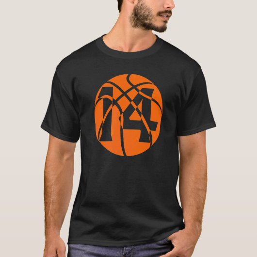 Basketball 14 jaar oude marthday spelers Team Mann T-shirt (Voorkant)