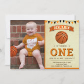  Basketball 1e eerste verjaardag Foto Kaart (Voorkant)
