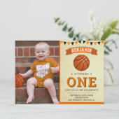  Basketball 1e eerste verjaardag Foto Kaart (Staand voorkant)