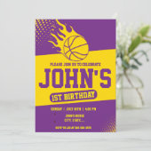 Basketball 1e verjaardag Uitnodiging (Staand voorkant)