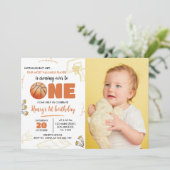 Basketball 1e verjaardag Uitnodiging tot sport (Staand voorkant)